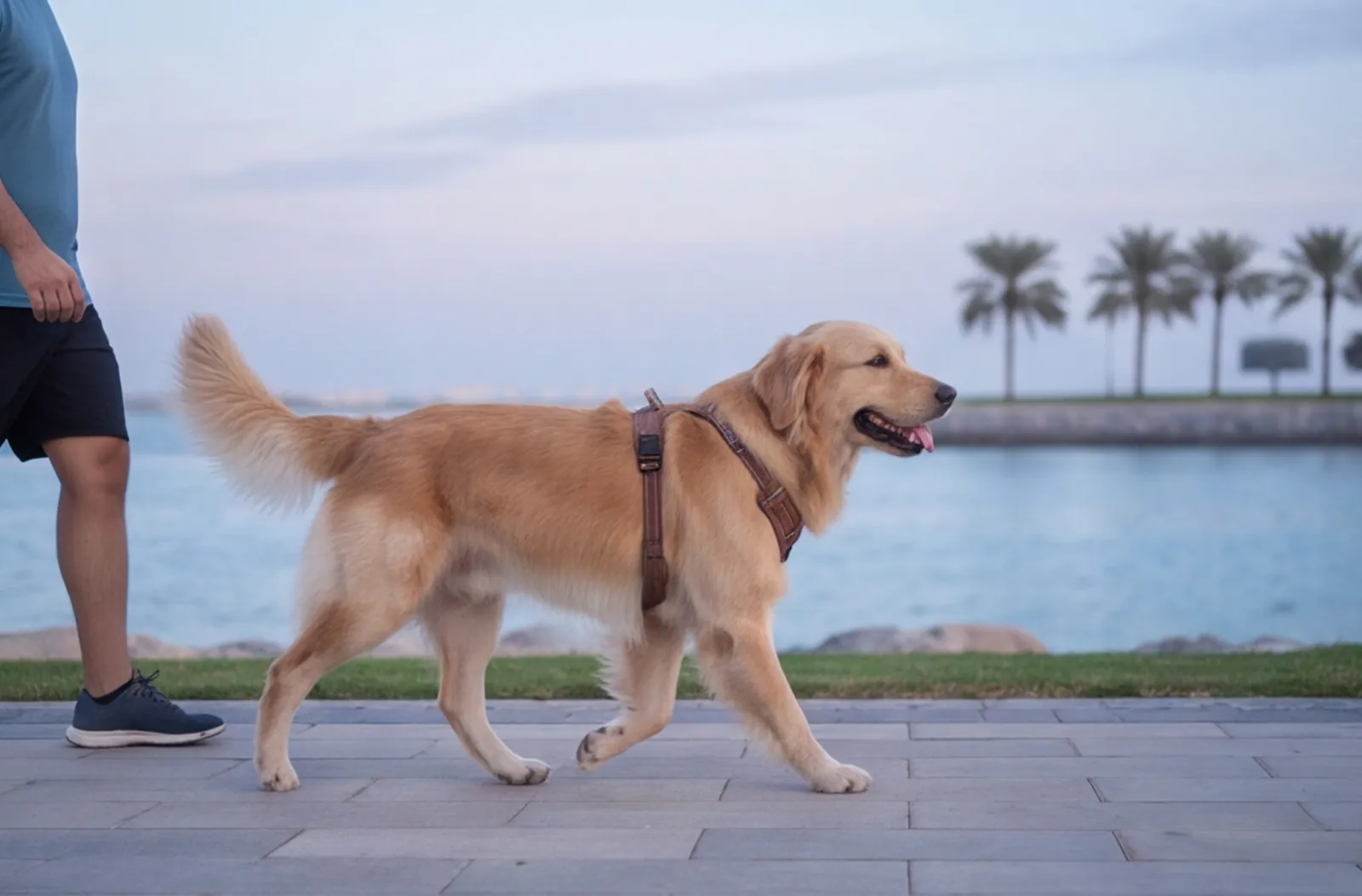 Dog: joins the owner's 2 km taper at Waterfront path to confirm.