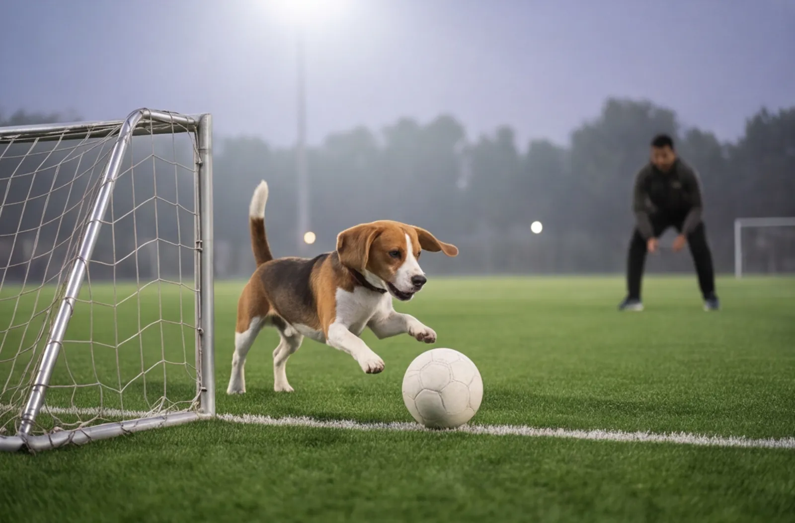 Dog: soft-ball shootout at The Base Plaza turf.